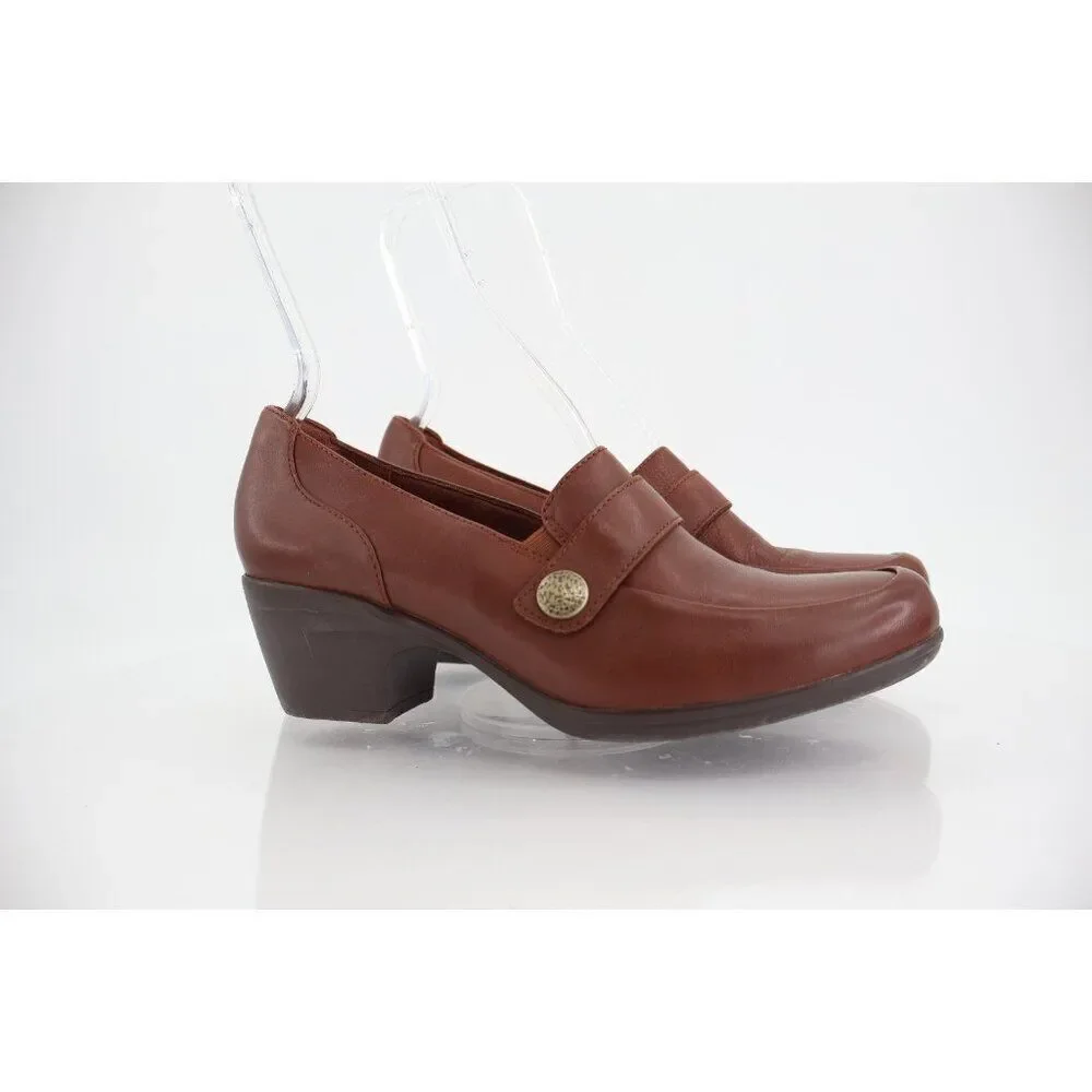 Clarks Women's Emily Andria Pump Size 10 Brown Leather Clock Heel Bootie